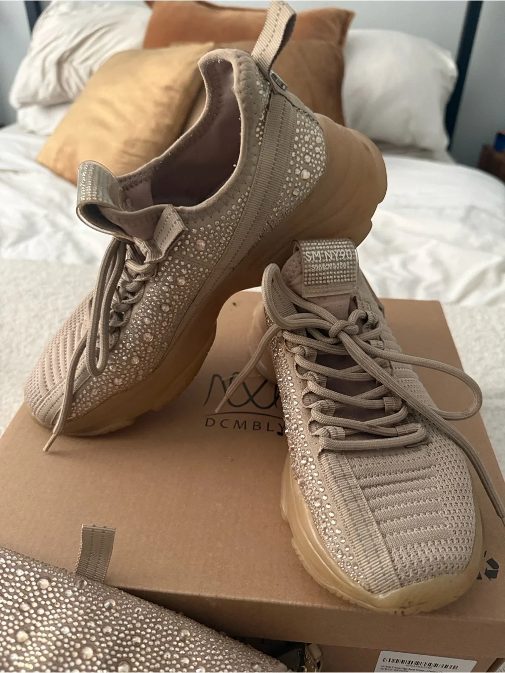Steve Madden Women’s Taupe Rhinestone Chunky Sneaker